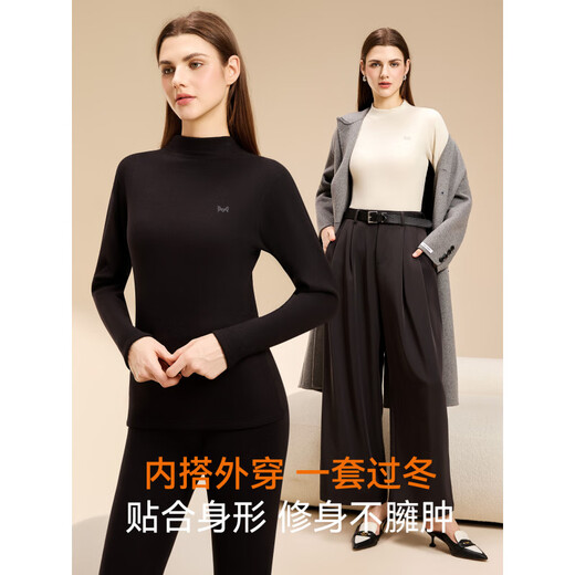 MiiOW Northeast minus 40 degrees thermal underwear for women plus velvet and thickened half-high collar windproof and cold-proof autumn clothes and long johns set for women 2 sets rose purple + pink 400g/thick velvet丨10A XL 120-140Jin Jin is equal to 0.5 kg
