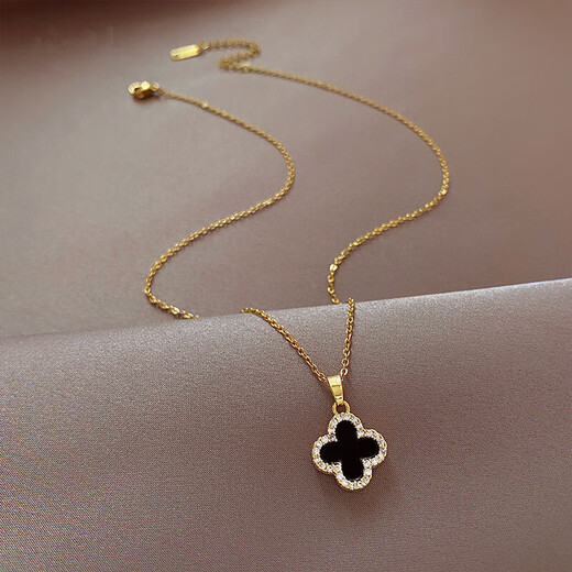 
Necklace high-end women's light luxury niche design ins cold style clavicle chain double-sided four-leaf clover washable pendant golden four-leaf flower necklace A0292