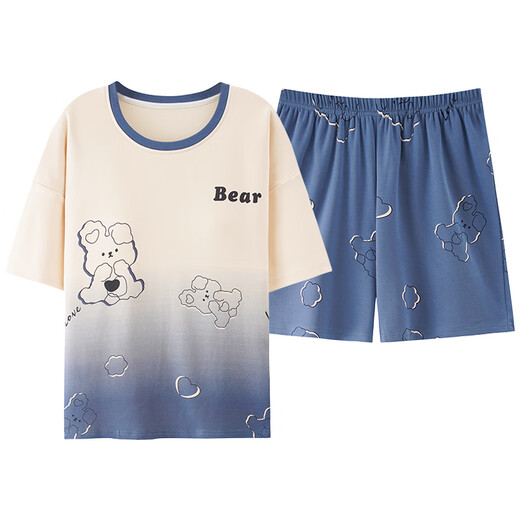 Mifan Su Fat Sister Large Size Women's Summer Short Sleeve Women's Short Sleeve Shorts Plus Chest Pad Home Clothing Set 3519 Short Sleeve Set No Chest Pad M Size All Size