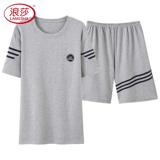 浪莎（LangSha）品牌男士睡衣男夏季短袖纯棉男款夏天薄2025新款男生大码家居服 HDE-9928 L 男