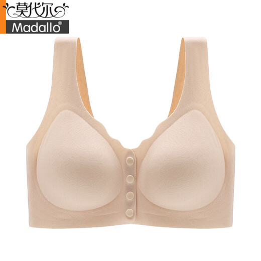 莫代尔妈妈内衣文胸四排前扣无痕背心式中老年无钢圈女性中年妇女胸罩 香槟 4XL 【建议165-185斤】