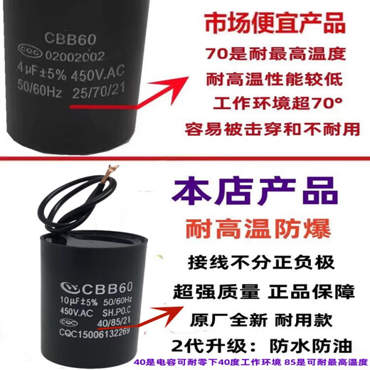 CBB60 washing machine water pump capacitor air compressor dryer 6/12/13/20/25UF original brand new capacitor 13UF450V comes with installation wiring cap