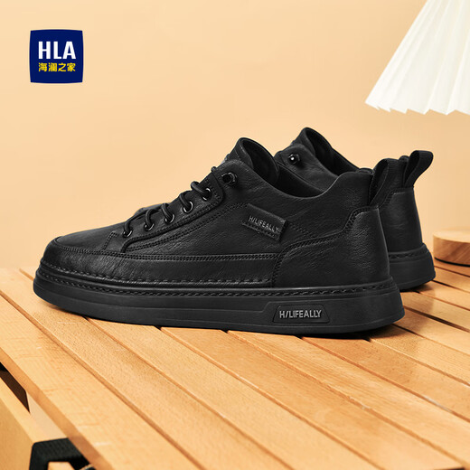 Heilan House (HLA) Men's Shoes Autumn and Winter 2025 New Style Breathable Business Casual Leather Shoes Plus Velvet Warm Temperament Commuting Shoes for Men Black 40