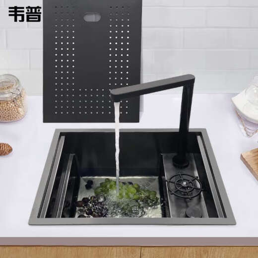 何佳功吧台阳台隐形小水槽洗杯器单槽洗菜盆西厨中岛台迷你小洗手盆 4839翻盖款洗杯器阻尼款+升降冷