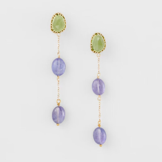 DL 1998 Fat Donglai quality tanzanite earrings Japanese style aget ancient natural crystal gemstone elegant temperament versatile water natural moonstone peridot pendant