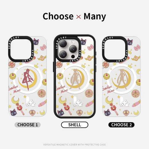 Красивый десять центов (MSMF) Sailor Moon Apple Магнитный телефон Cailor Month Cartoon Girl Heart Heart High Send Sense Magsafe Беспроводная зарядка, применимая к делу женского силиконового антидороженного защитника [магнитный акрил] Sailor Moon-Bg983g iPhone16promax