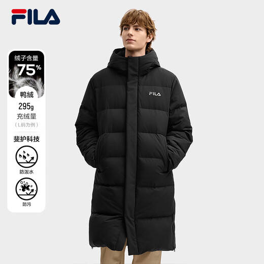 FILA Official RGB Down Men's and Women's Long Down Jacket 2025 Winter Couple's Hooded Cold Warm Jacket