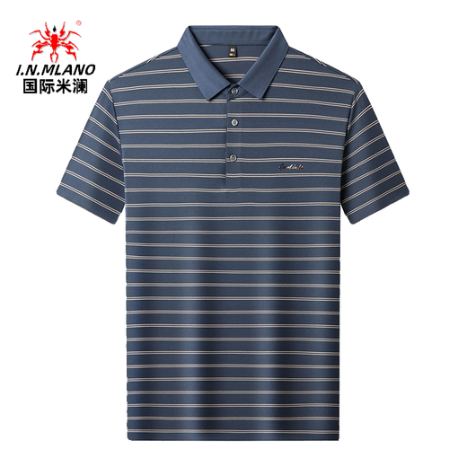 Inter Mailand High-End-Herren-Kurzärärt-T-Shirt für den Sommer NEUER NEUER mittleren Mitte des Streifens mit mittleren Altersgelteer gelegentlich halbärmeligem Eis Seide Kühlpolo Hemd A13563-Blue M 165 empfohlen [95-115jin [Jin gleich 0,5 kg]]]