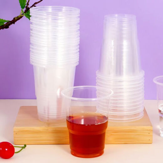 JD Logistics Disposable Thickened Plastic Cups Household Water Cups 64 Pack Food Grade Large Capacity Men and Women White 160ML