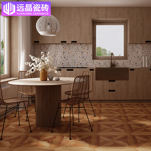 
Yuanjing 600x600 All-ceramic matte white embryo Versailles parquet wood grain brick living room floor tiles imitation solid wood ceramic tiles 6630 mold X-font style all-ceramic 3C Appendix G 600x600