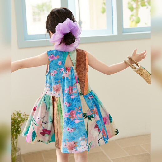 LUSON LITTLE O BAO Ropa para niños Pintura al óleo para bebés Summer's Summer's Flin Style 2025 NUEVA GIRL MONET MONET Garden Skirt