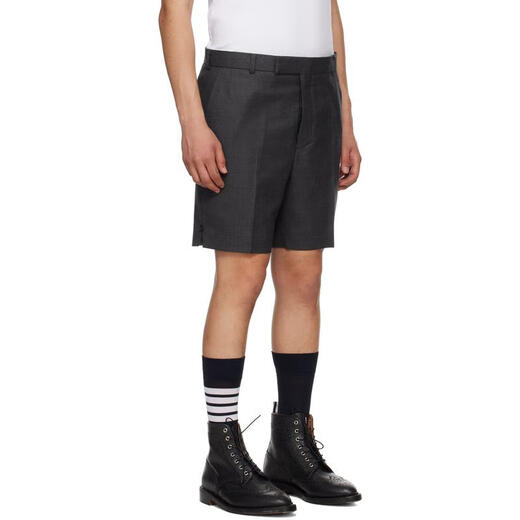 Tom Browne Herren dunkelgrau Low-twaist Mini Shorts Verstellbares Gurt Mode Casual Hosen Grau One Size 3