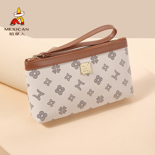 稻草人（MEXICAN）【新品】手包女时尚女款手机包小包包气质卡包妈妈款钱包精致手拿 棕_枣红