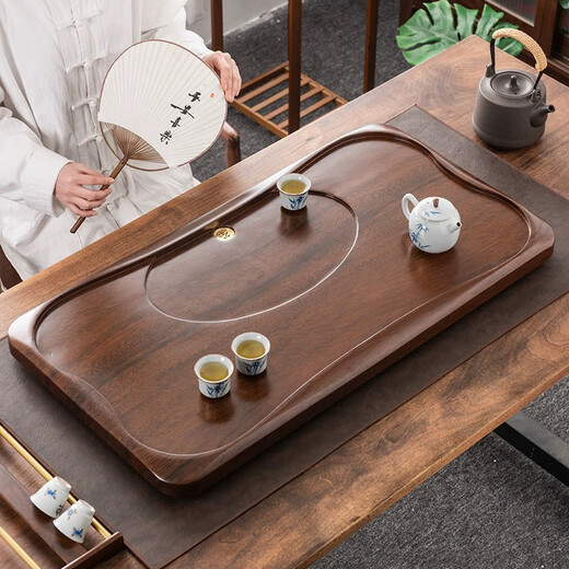 Feixiang whole solid wood tea tray natural walnut grain tea table tea tray simple household large tea table drainage tea tray Jinghua Shuiyue - walnut grain 65*32*2.8 2024 new solid wood tea tray - store manager recommendation