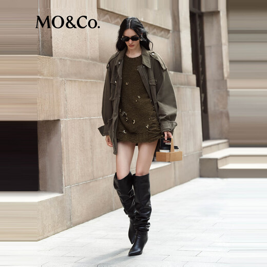 
MO/Co. Jacket Fall Cotton Neutral Hunting Jacket Working Pocket Shoulder Drawstring MBD3COTK01 Brown Green L /170