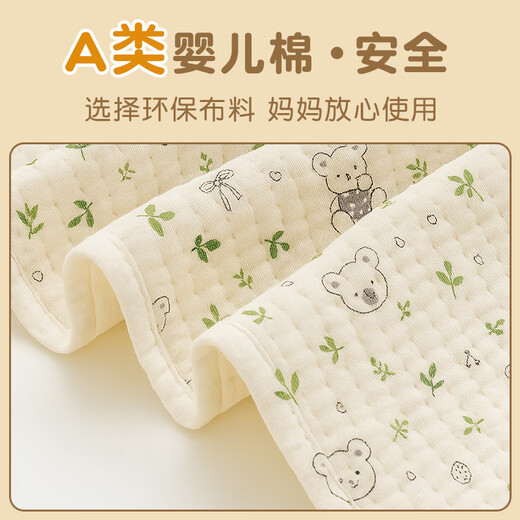 何健弓纯棉婴儿床头挂袋尿布袋围栏收纳袋床边布艺手推车储物袋玩具 床边收纳袋-格子云朵 36cm*28cm