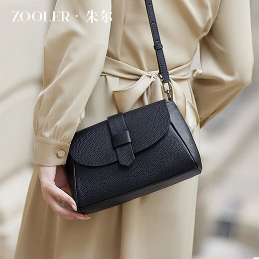 朱尔（ZOOLER）软皮斜挎包时尚中年包包女2025新款春夏女士单肩包真皮妈妈包 大气黑【柔软头层牛皮-成熟大气