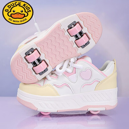 G.Duck Kids2025 Sacios de Rampage Rampage New Children Camas de cuatro ruedas Sneakers 'Double Wheels Skates puede caminar y Remollos Pink Four de 9930 REDETES DETRATEDES 29 Código estándar