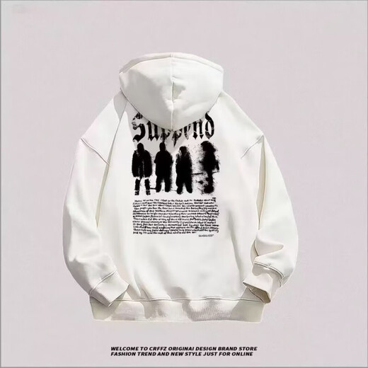 美式纯棉连帽卫衣男秋冬季宽松重磅加绒加厚秋冬oversize外套潮牌 灰色3201加绒 XL 120-140斤