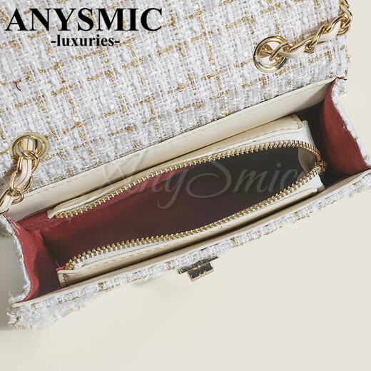 Anysmic Luxury High-End-Marke-Tasche Damenbeutel Unterarm Tasche Kleine Duftstil Kettenbeutel Umhängetasche Geburtstagsgeschenk Beige White