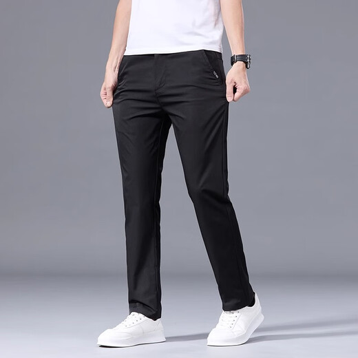 Woodpecker casual pants for men 2025 summer new ice silk business casual versatile trousers for men thin loose straight pants light khaki 32 suggested 120-150Jin [Jin equals 0.5 kg]