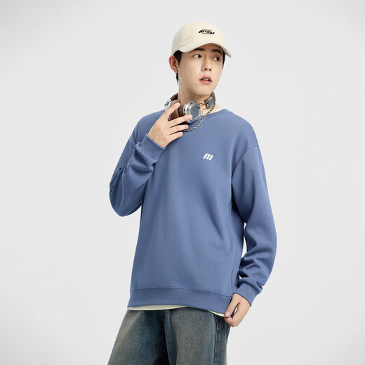 Metersbonwe sweatshirt for men and women, fashionable, simple, versatile, small logo couple wear, round neck solid color comfortable top