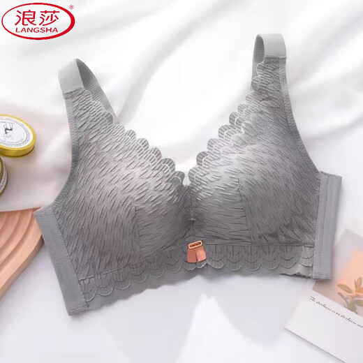浪莎（LangSha）新款无磁婴肌棉小胸聚拢防下垂内衣女夏无钢圈调整收副乳厚文胸罩 浅茶 85A 38
