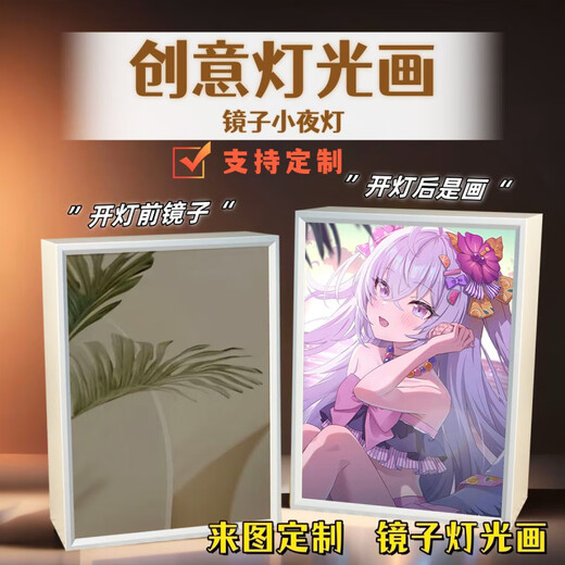 Archives bleues baizhou zi Éclairage de peinture atmosphère envoyée à votre petite amie à votre petite amie Xiao Night Light Animation créative Ornements Cadeau 12610 Miroir Lighting Painting-Tiantong Alice 3 Perg-in USB 165 mm'210mm * Cadre blanc