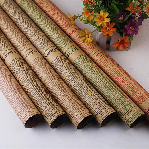 Qilicai Kraftpapierpapier Blumenstrauß Geschenkpapier Kinder Geburtstag Geschenkpapier Geschenkbox Vintage Bag Book Kruste Papier Englisch Blumenpapier Kraftpapier Zufällige 10 Stück für doppelseitige Klebe