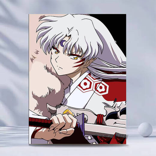 Shantou Lincun Sesshomaru Peste de peinture à l'huile numérique Personnages de dessins animés pour soulager l'ennui, la coloration remplie à la main, la compréhension psychologique, la peinture à l'huile peinte à la main Q693 Inuyasha et Ali 30 * 40cm en bois massif intérieur