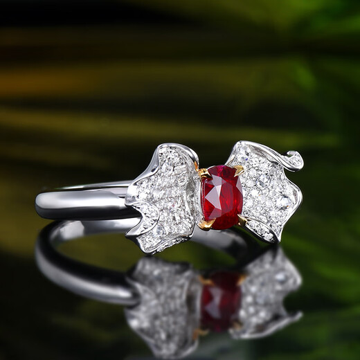 HEEKAIYI Pigeon Blood Ruby Ring Women's 18K Diamond Ring Luxury Chinese Valentine's Day Birthday Gift for Wife and Girlfriend <Supports Customization> 0.73ct The ring can be changed, contact customer service