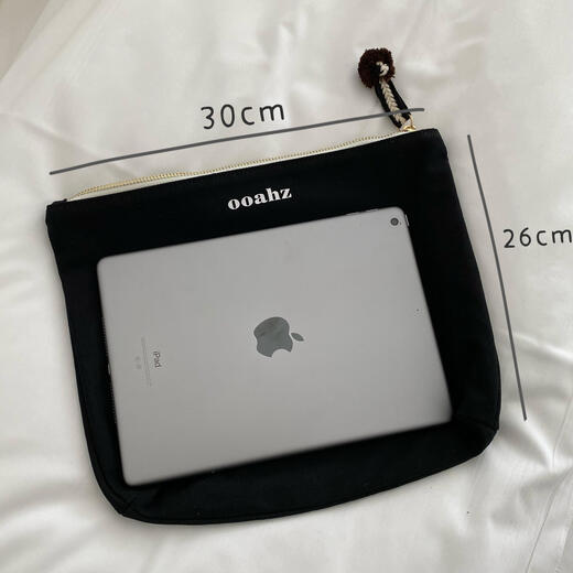 
Meipai practical full score small hair ball makeup bag large capacity letter hand-held canvas bag storage bag SN9274 customized model hey black spot