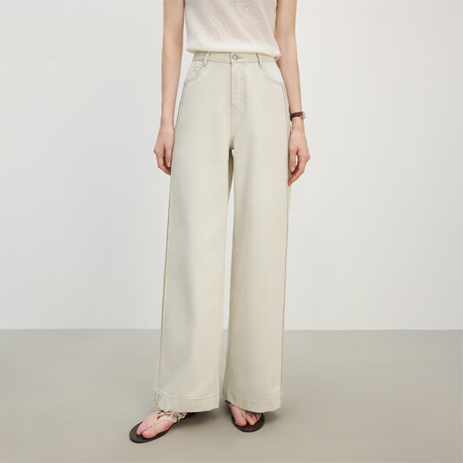 Fan Silanen Tiansi Jeans for women with high waist retro summer vacation 2025 new straight-leg pants 2626 wash grey L