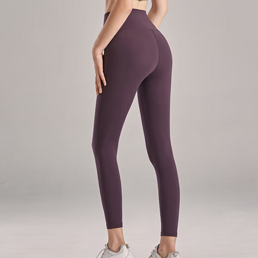 Yoga sports high-waisted tight-fitting trousers without embarrassing lines, Pilates nude-feeling belly-control butt-lifting yoga nine-minute pants, Dailan L