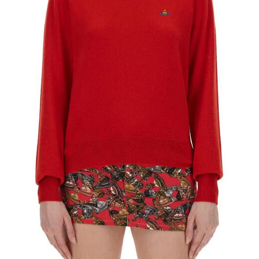 薇薇安·威斯特伍德（Vivienne Westwood）SS24 纯色圆领套头图案印花修身长袖毛衣 女款 红色 红色 XXS