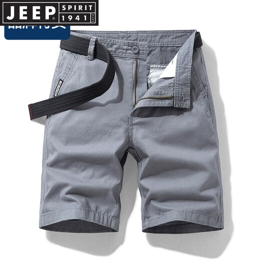 JEEP SPIRIT品牌优选军绿色工装短裤男士夏季潮牌宽松美式纯棉休闲五分裤全棉 17152灰色 (无腰带) 28 2尺1(90-100斤)