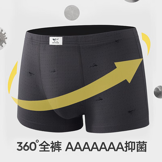 七匹狼内裤男纯棉7A抗菌男士平角裤透气短裤四角裤头4条D3290印花款XL