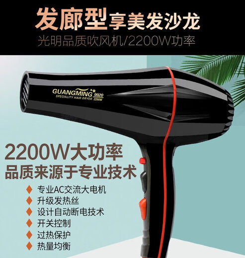 
Hair dryer RCT-9920 high power 2200W hot and cold air household hair salon high wind speed dryer Guangming 2200w hair dryer 9928