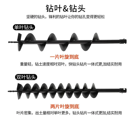 Ground drill trolley single and double blade cast steel alloy spiral drill bit winter fishing ice drill bit extension rod universal accessories 50 cm drill bit extension rod