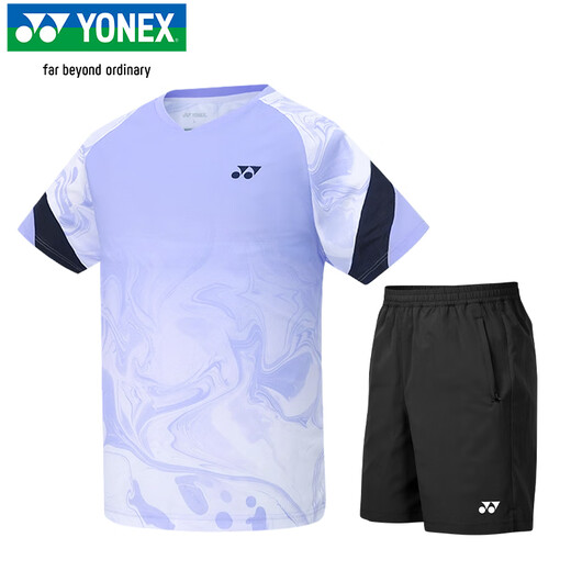 YONEX尤尼克斯羽毛球服吸汗速干短袖短裤运动套装1103225BCR薰衣草O
