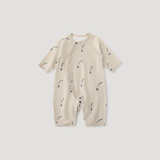 Bali Piggy Newborn Clothes Spring and Autumn Baby Harness Romper Suit Four Seasons Long Sleeve Air Conditioning Suit Pajamas Modal Baby Onesie Beige Meteor Shower 73cm