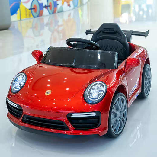 Hot Leopard children's electric car children's electric car four-wheel toy car large seatable remote control sports car one-year gift for men sports car red single drive + 6V4A battery