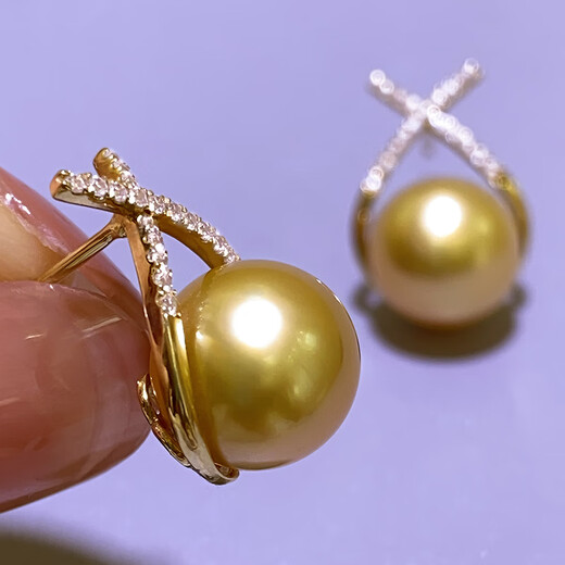 Daily Wear Pearl Necklace South Sea Gold Beads Earrings Thick Gold Simple Classic Perfect Round Sea South Sea Gold Beads Earrings 10-10mm