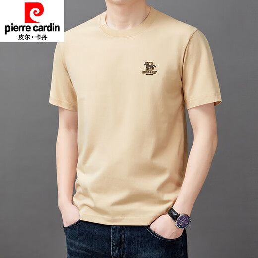 皮尔卡丹（pierre cardin）纯棉短袖t恤男士圆领夏季宽松半袖夏装休闲纯色体恤衫新品 9929白色 S 165