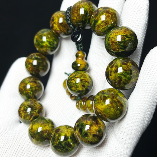 ADRIUS luxury high-end high-end amber wood northern agarwood full of pine clear seeds translucent bracelet Buddha beads ink painting bracelet ink painting 18mm 13 pieces