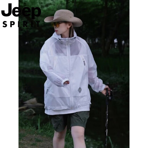 Jeep (Jeep) Jaqueta de pareja de seda de hielo al aire libre para mujeres en verano Nuevo trabajo informal con capucha Jacketing para hombres Negro (UPF50+ Versión de calidad) [Recomendado] 2xl [recomendado 160-175Jin [Jin equivale a 0.5 kg]]]