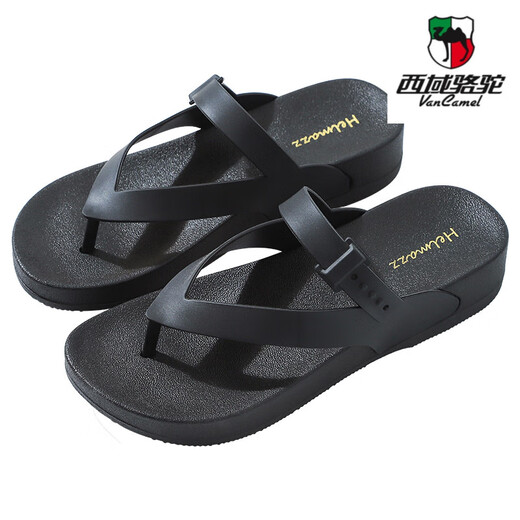 
Western Camel (VANCAMEL) summer flip flops for women's slippers non-slip casual sandals personalized trendy foot clip outdoor beach thick sole 3883-A black 36 suitable for size 35 feet