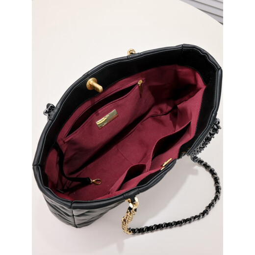 KGH Schaffell AS3519 Einkaufstasche 19 Einkaufstasche große Diamantkette Hobo -Tasche Frauenbeutel Horizontal Schwarz ohne Geschenkbox