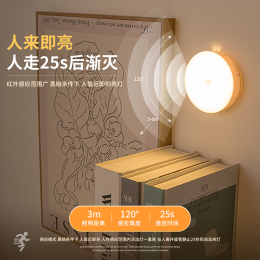 Platinum Human Body Sensor Lamp Intelligent Light Control Charging Lamp Magnetic Work Lamp 8.5CM White Light