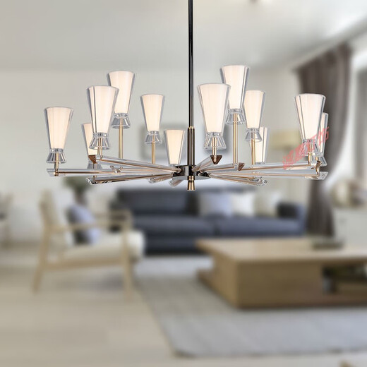 Leshi (NVC) Lámpara de araña de iluminación Simple y moderno de la sala de estar del comedor de la sala del dormitorio del dormitorio de lujo Zhuoya JBXG12154 Hanging horizontal de 6 cabezas 57W-85*40*150 cm 7020